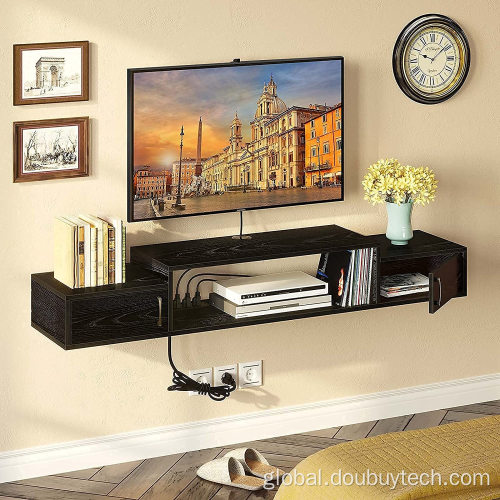 TV Stand Wall-Mounted TV Shelf with Power Outlet with Storage Manufactory